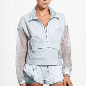 FP Movement by Free People metallic Blue lightweight windbreaker short set